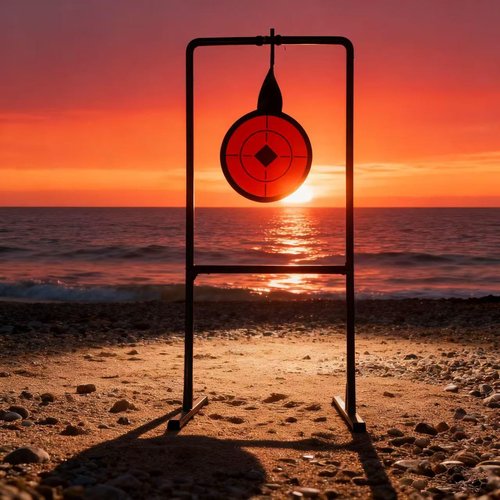 Metal Target, Backyard BB Target, Automatic Reset, Round, Iron, Portable Design, Suitable for Home Garden, Lawn, Farm, Patio, Backyard(Round)