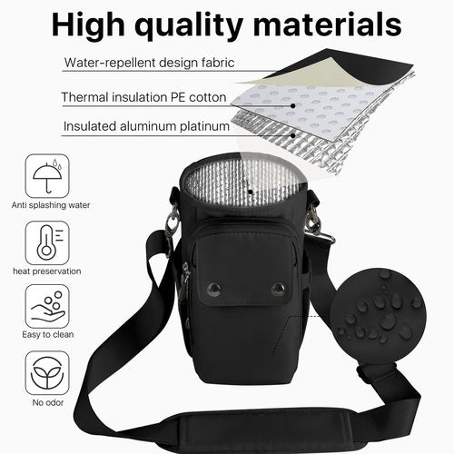 Rocason Water Bottle Holder with Strap 32 40oz Crossbody Insulated Water Bottle Carrier Sling Bag with Adjustable Wide Strap and Phone Purse 5 Pockets for Walking Hiking Gym Travel