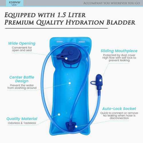 KSIBNW Running Hydration Vest Backpack, Lightweight Hydration Backpack with 1.5L Water Bladder Breathable and Sweatproof Running Rucksack Bladder Bag for Running Cycling for Women Men, Blue