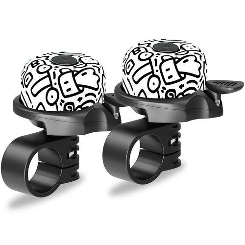 Bike Bell, 2 Pack Classic Bicycle Bell for Kids, Loud Crisp Clear Sound Bicycle Bell for Adults Kids, Road Bike, Electric Bike, Cruiser Bike, Mountain Bike Bell Accessories - Graffiti