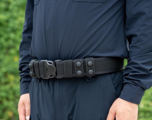 TACNEX 2" Police Duty Gun Belt with Hook Inner Lining Security Buckle 4 Keepers Quick Release Under Belt with Metal Hook Clasp M