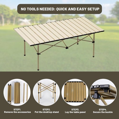 HEIVGZEIV Portable Camping Table, Folding Design