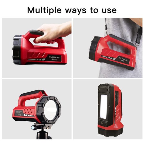 klarus RS10 Big Rechargeable Spotlight: 8000mAh Large Capacity, with Red Flood Mode, Flashlight Lantern Combo, Waterproof Heavy Duty LED Light for Camping, Power Outages and Emergencies