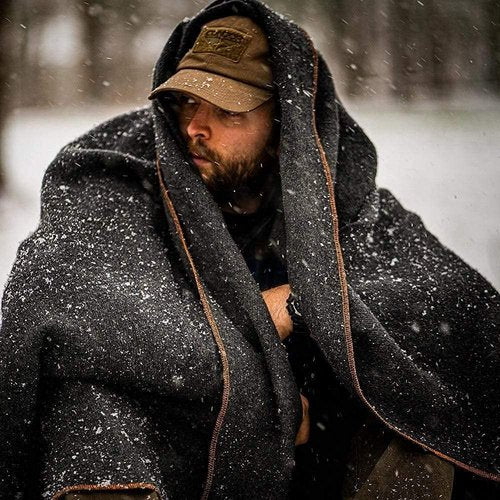 Arcturus Military Gray Wool Blanket and Carry Straps Bundle