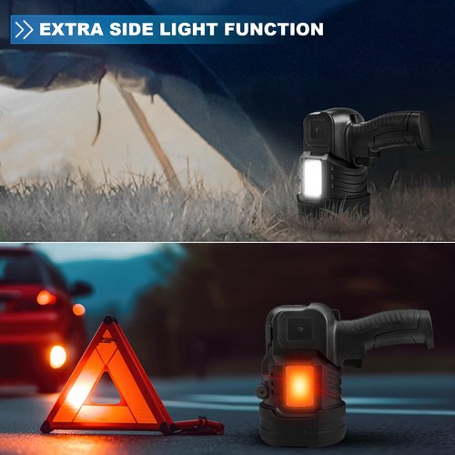 Lylting Rechargeable Spotlight Flashlight, 90,000 Lumens Super Bright Spotlight Outdoor with Cob Light & USB Output, Lightweight Handheld Led Spot Light for Hunting Boating Camping