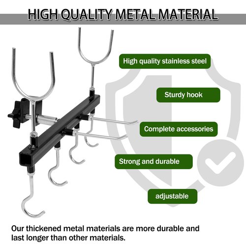 Tree Stand Gun Holder for 1 Inch Square Tubing, Treestands Rifle Holder Gun Rest Crossbow Holder Come with 6 Metal Gear Hooks, Easy Installation for Outdoor Hunting Gear Accessories