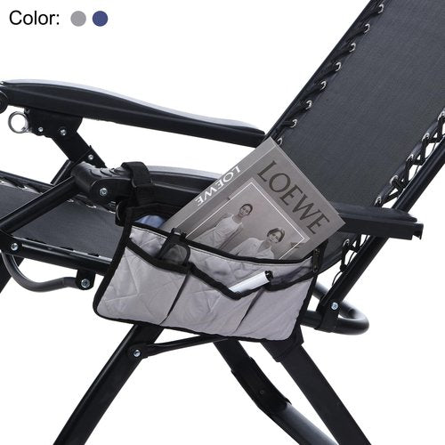 PATIKIL Beach Chair Armrest Bag, Waterproof Beach Chair Hanging Storage Pouch Arm Rest Magazine Snack Bag with 4 Pockets for Camping Outdoor, Teal Blue