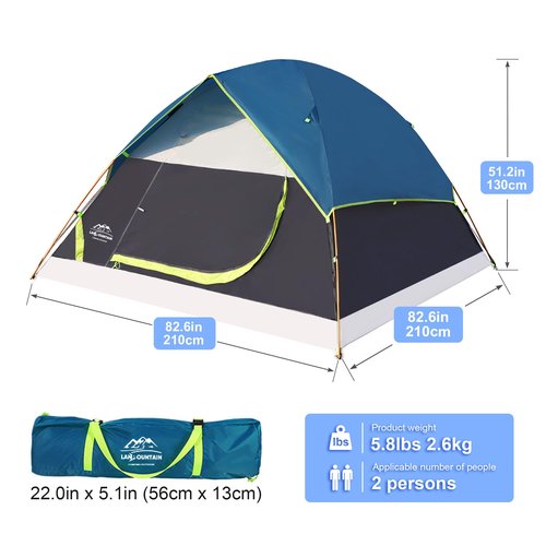 LANMOUNTAIN 9 Pcs Camping Set: Green Tent, 2 Sleeping Bags, 2 Sleeping Pads/Mats, 2 Single Hammocks With Tree Straps, 2 Lightweight Bed Blankets for Family Outdoor Activities