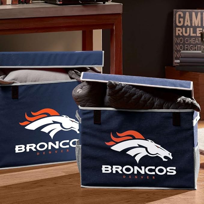 Franklin Sports NFL Storage Footlocker Bins - Large Folding Organizer Containers - NFL Team Office, Bedroom + Living Room Décor - Large + Small Bins