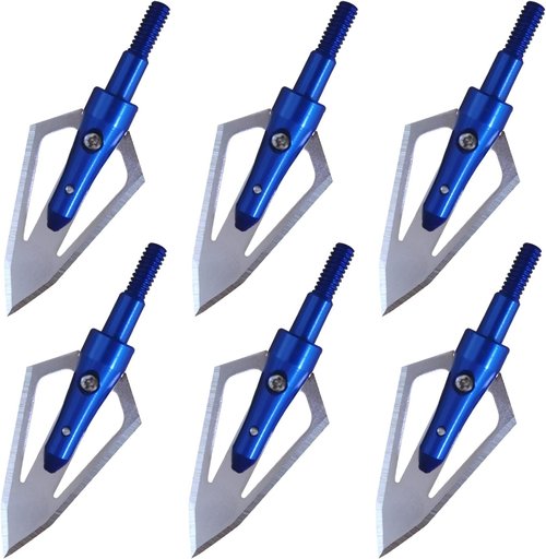 Broadheads with Stainless Steel 2 Blades by Scalpel Material 100 Grain Piercing Hunting Arrow Tips Screw 0.9" Cut Archery Arrow Point + 1 pc Broadhead Portable Case Box (12pcs)