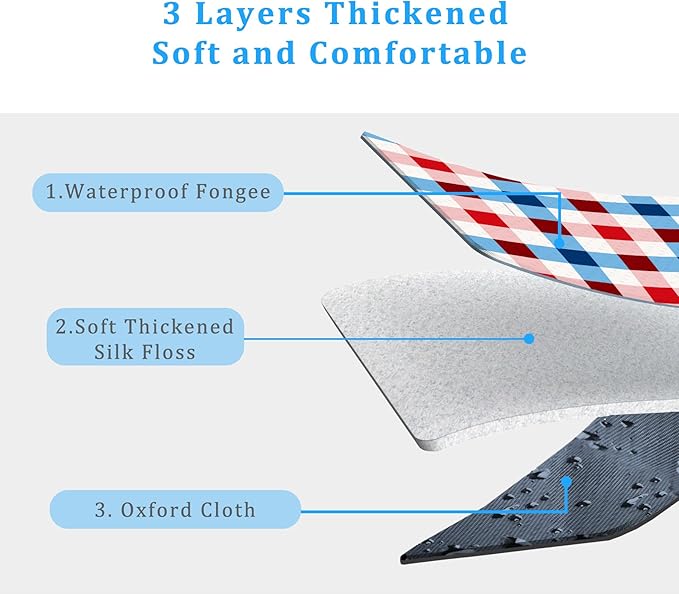 Portable Waterproof Picnic Blanket,Picnic Blankets Extra Large Outdoor 80"x80", Machine Washable, Extra Large Picnic Mat for Grass Concert, Park, Lawn,Travel,Light Blue Pink Gingham