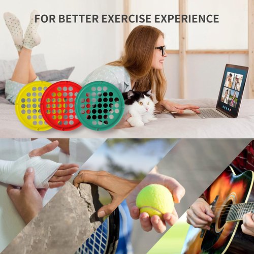 ZHIAMZ Hand Exercise Webs for Physical Therapy, Hand Grip Strengthener, Finger Exerciser, Portable Size, Latex Free, 7" Diameter (Light-Yellow)