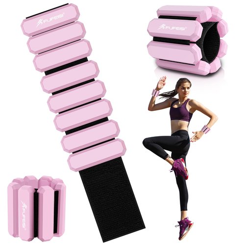 Wrist Ankle Weights for Women, 2LB Adjustable Hand/Arm/Leg Weights Set of 2, Weighted Bangles 2lbs for Strength Training, Yoga Pilates Dance and Home Workouts (Pink)