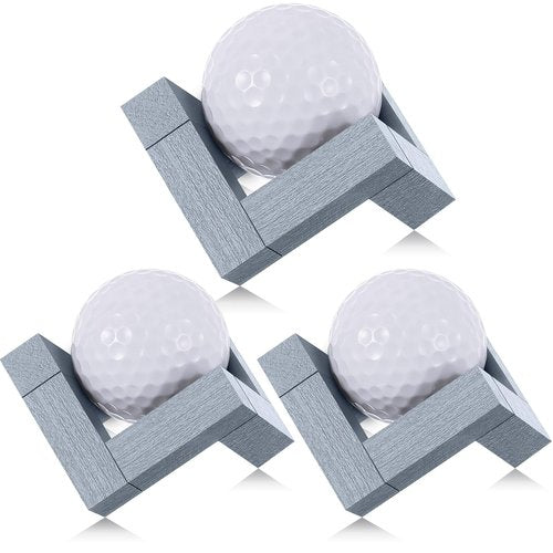 Lineshading 3 Pack Golf Ball Display Stand 1.97 Inch Wooden Golfball Display Case Grey Baseball Rack Holder for Souvenir Collections Tabletop Decor Men Golf Enthusiasts