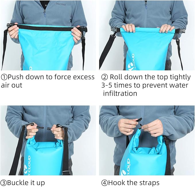 ROCK CLOUD Dry Bag Waterproof 20L Dry Sack for Kayaking Rafting Boating Beach Surfing Swimming Canoe Camping Hiking Fishing Ski, Black