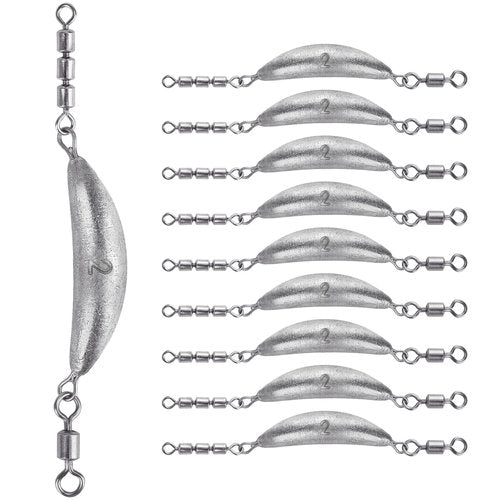 THKFISH Fishing Spin Sinker，Crescent Sinker with 3 Roller Swivels Fishing Sinker Drop Shot Weights Fishing Weights Kit Inline Trolling Sinkers,Torpedo Sinkers Saltwater Freshwater,1/2-6OZ