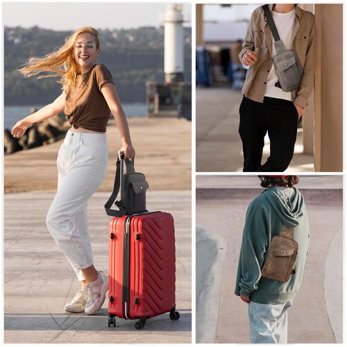 PEAKINGTECH Sling Bag Crossbody Small Daypack: Anti-theft Travel Shoulder Mini Backpack Brown- Women Men