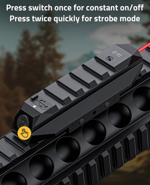 CVLIFE Laser Sight for Rifle, Low Profile Tactical Rechargeable Picatinny Rifle Laser Sight with Strobe Mode (Red Laser)