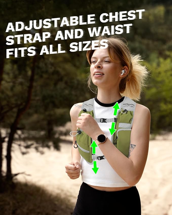 Running Vest for Women and Men, Hydration Backpack for Runners, Trail, Hiking, Biking and Walking, with Front Phone Holder, Adjustable Chest and Waist Strap