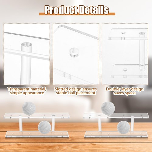 Silipull 1 Pc Golf Ball Display Rack 8 Balls Clear Acrylic Golf Case Holder Small Table Tennis Display Stand Shelf Double Layer