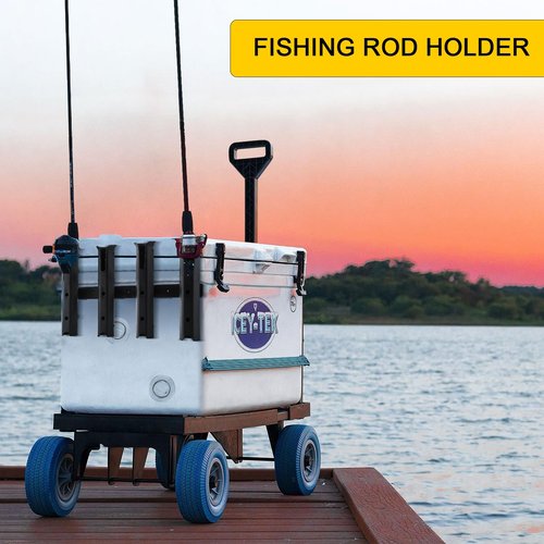 GearTrust 4-Tube Adjustable Fishing Rod Holder Bracket, Self-Adhesive Fishing Pole Holders for Garage Wall Mounted Fishing Rod Holders for Fishing Boat Wagon Golf Cart Crate Cooler ATV Trailer- Black
