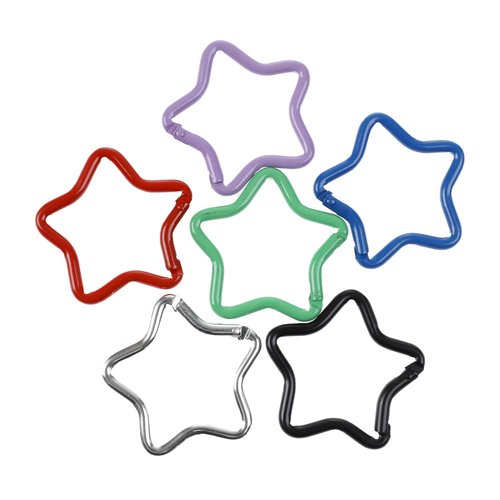 LIGHUFEIC 6Pcs Multicolor Carabiners Hook Clips Camping Accessories Buckle,Star Shape Lightweight Aluminum Caribeaners with Keychain Hook Ring