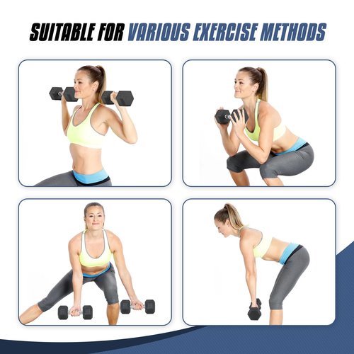 MADOG Hex-Dumbbells, Rubber Coated Cast Iron Dumbbell Set, Hand Weights With Anti-Slip Grip, 5-25 LBS