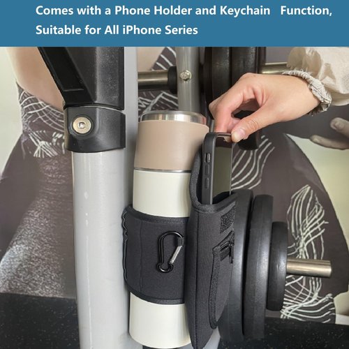 SACSTAR Magnetic Water Bottle Sleeve Bag with Large Pocket Phone Holder, Attach it to Any Equipment, Gym Essentials Accessory