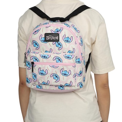Bioworld Stitch Character Heads Faux Leather 10.6" White Mini Backpack