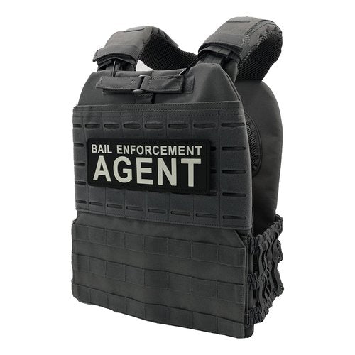 uuKen Bail Enforcement Agent PVC Patch Black and White 8.5"×3" with Hook Fastener Back for Jacket Vest Clothing Uniform Backpack (Black and White)