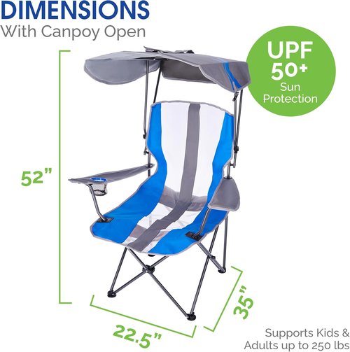 Foldable Canopy Chair for Camping & Tailgating - Kelsyus Grey/Red Outdoor Seating