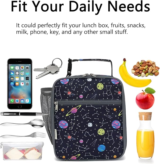Lunch Box for Kids Boys Girls Men Women, Insulated Small Soft Cooler Lunch Bag Kit for School Work Picnic Travel - Reusable Portable lunchbox,Stars