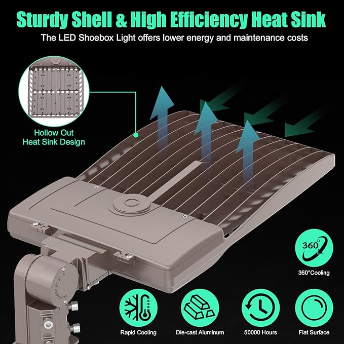 BBESTLED 320W Commercial Light Parking Lot Slip Fitter Mount, Stadium Lights Outdoor, UL DLC Listed 44800LM IP65 5000K LED 320W Backyard Tennis Court Area Street Pole Lighting, LED Parking Lights