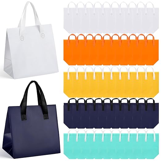 50 Pcs Insulated Take Away Bags Bulk Thermal Insulation Food for Coffee Milk Tea Hot Cold Food Fresh Seafood Cooler Pizza Delivery Bags for Catering Restaurant Grocery (Colorful)