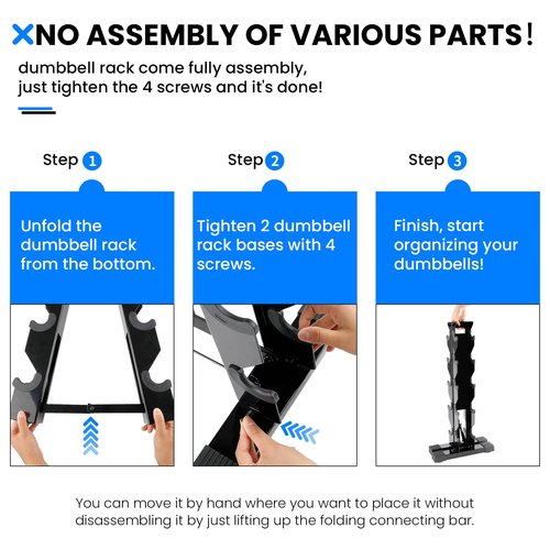 Dumbbell Weight Rack Stand Only - 260 LBS Weights Capacity, A-Frame Dumbbell Weight Rack Dumbbells Storage Racks for Dumbbells Weights Organizer Stand for Home Gym, Black