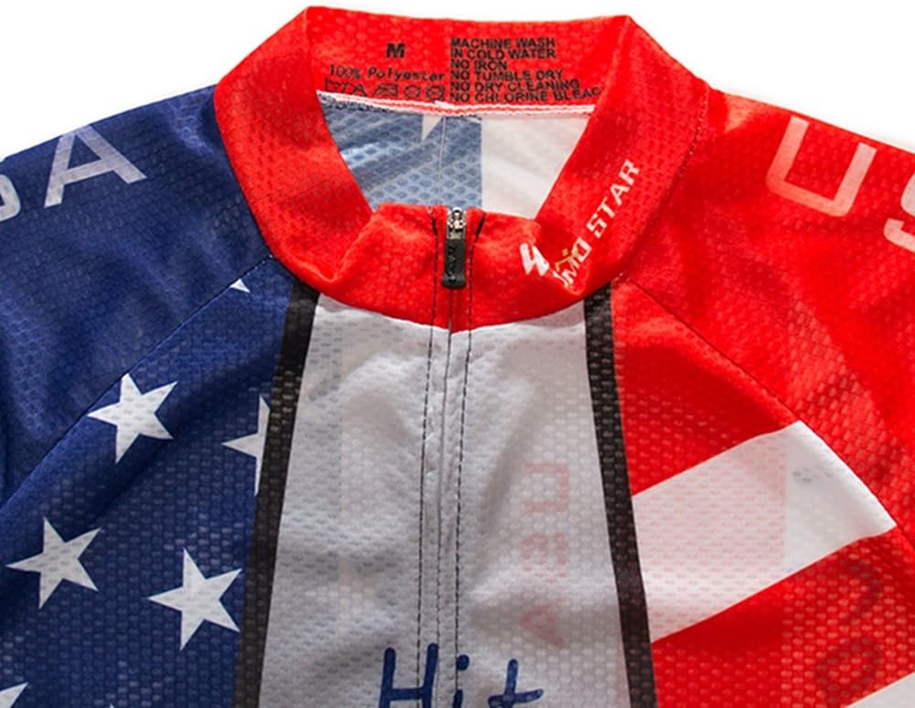 Weimostar Men's USA Cycling Jersey Short Sleeve Biking Shirts Breathable with Pockets