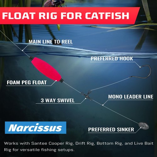 Narcissus Fishing Bobbers Floats for Catfish, Vibrant Hard Foam Fishing Peg Floats,Strong Buoyancy for Fishing Freshwater Saltwater,Perfect for Santee Catfish Rig