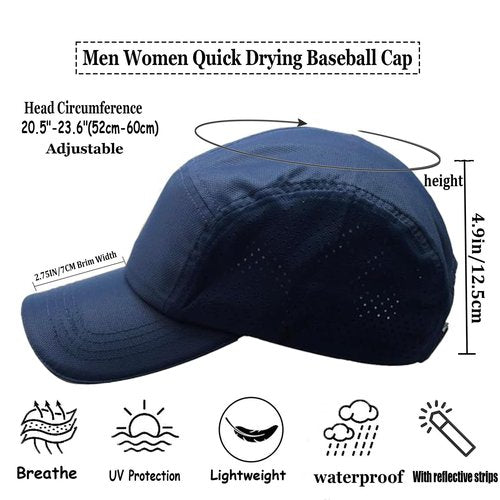 Oversize XXL Quick Dry Baseball Cap for Men &Women Lightweight Mesh Sun Hat with UV Protection, for Big Heads and Outdoor Sports Navy Blue