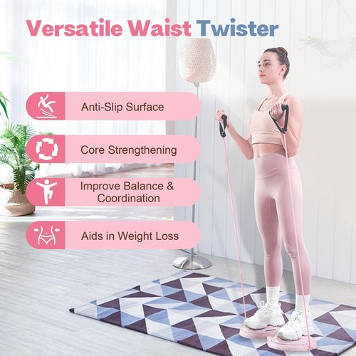 kisnbld Ab Twister Board, Waist Twister Machine with Resistance Bands, Waist Twisting Disc for Core & Ab Exercise, Foot Massage, Ideal for Slimming Workout