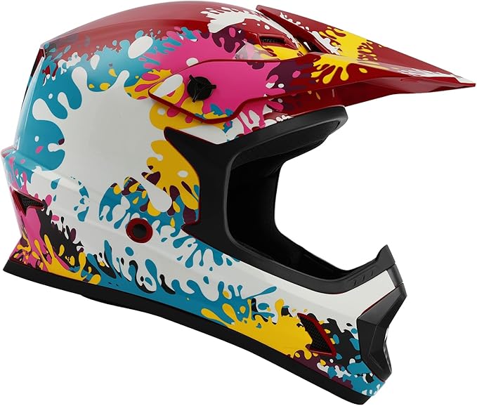 TCT-MOTORPARTS DOT Youth Kids Motocross ATV Full Face Helmets for Offroad Street Dirt Bike Go-Kart BMX MX Colorful Graffiti Small