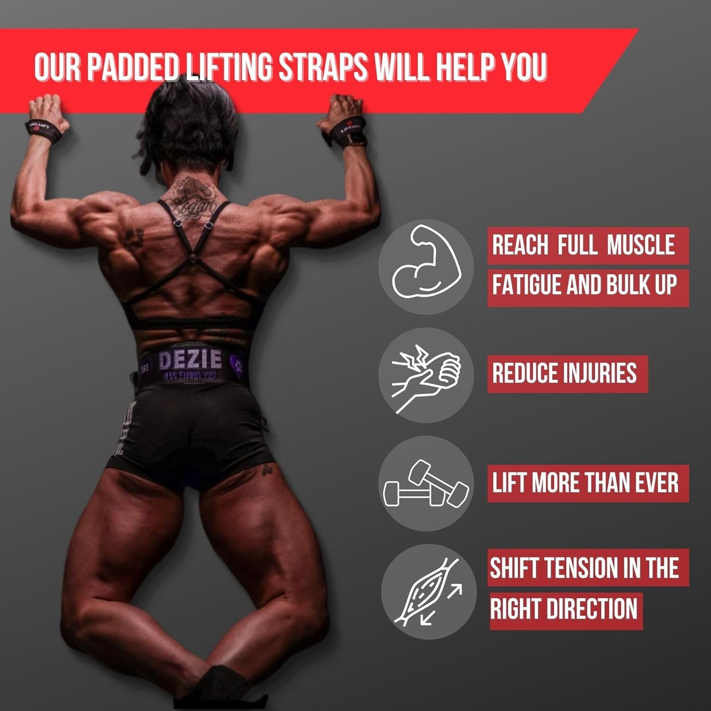 Weight Lifting Straps For Men and Women - Cotton Gym Straps for Weightlifting, HIIT, Strength Training - Pull ups & Deadlift Straps - Lifting Wrist Straps - One Size