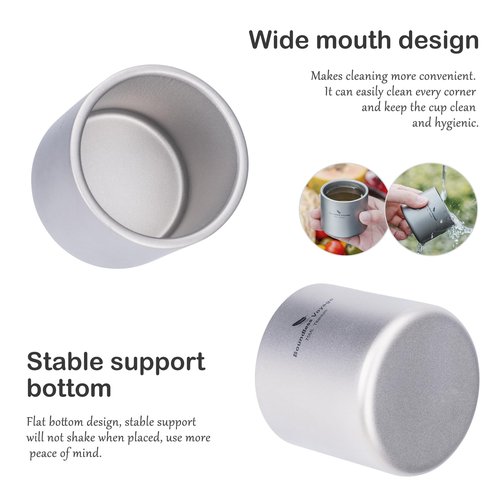 Boundless Voyage Titanium Double-wall Cup 75ml Backpacking Portable Camping Mug Lightweight Heat Resistant Coffee Cup