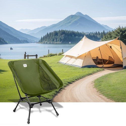 Blackpongo Camping Chair, Foldable with Storage Bag, Portable & Lightweight for Adults, 330lbs Capacity - Hiking, Fishing, Beach, Lawn (Green)