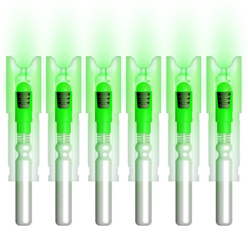 CosiComu Lighted Nocks for Crossbow with .300 Inside Diameter with ON/Off Switch Arrow nocks for Archery Hunting 6 Pack (Green)