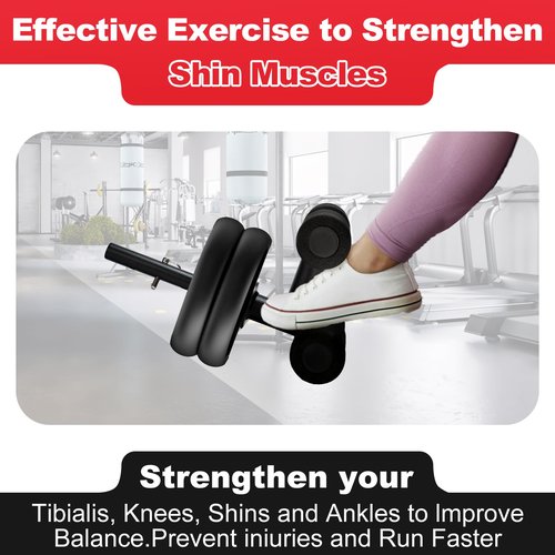 ANOSWXG Tib Bar, tibialis trainer, tibialis bar, Knees Over Toes Equipment for Strengthening Calves/Shins/Ankles, Fits 1" or 2" Olympic Weight Plates (Black)
