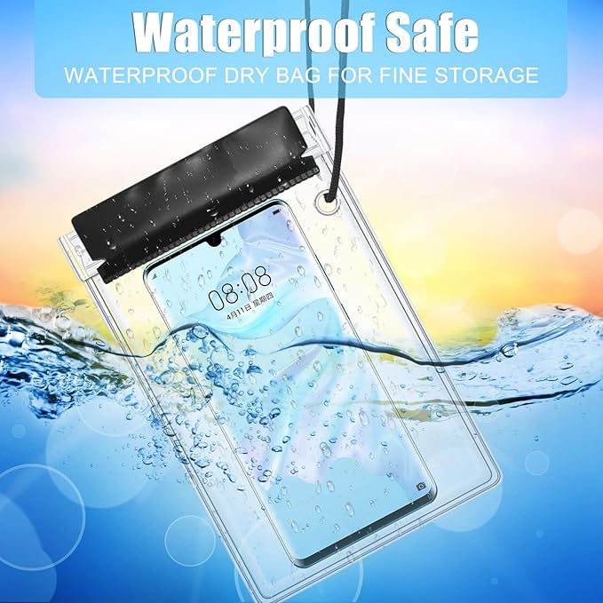 Meetory Clear Waterproof bags Pouch Dry Bags For Camera Mobile Phone Maps Kayak Document Holder,3 Piece Waterproof Plastic Pouch Document Holder Utility Bags for Travel Boating Swimming(Black)