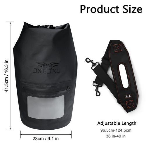 JXE JXO 15L Waterproof Faraday Dry Bag for Electronic Device Security | Military-Grade EMP & RFID Signal Blocking, Anti-Tracking & Hacking Protection, Data Privacy Shield for Mobile Devices （Matte）