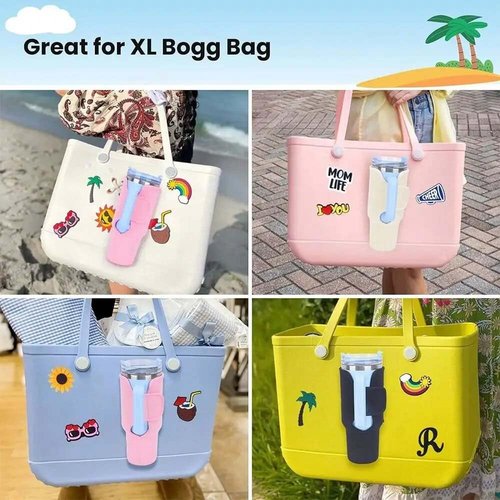 AIYoo Cups Holder for Stanley,Drink Cup Holder Compatible with All Bogg Bag 40 oz Water Bottle Holder Accessories,Portable Cup Holder Attachment for Simply Southern Beach Tote Bag,Pink