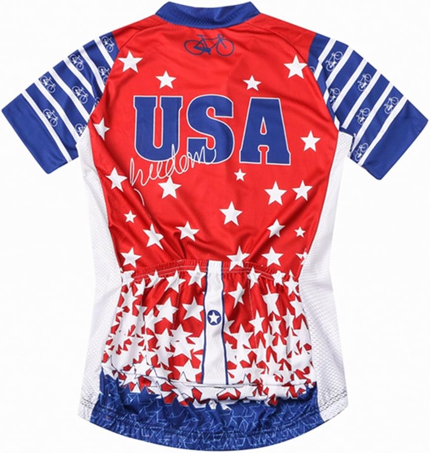 Weimostar Men's USA Cycling Jersey Short Sleeve Biking Shirts Breathable with Pockets