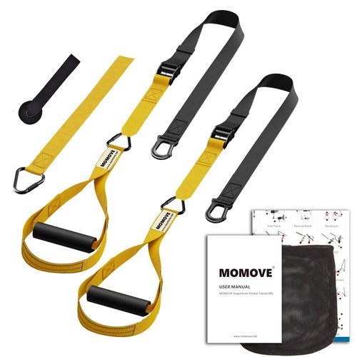 MOMOVE Bodyweight Resistance Suspension Trainer Straps for Home Fitness, Full-Body Workout Gym Training Kit for Strength, Powerlifting, and Core Exercise (Yellow)